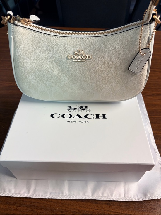 Coach Handbags - Coach Small Ivory Signature Shoulder Bag with Gold Hardware